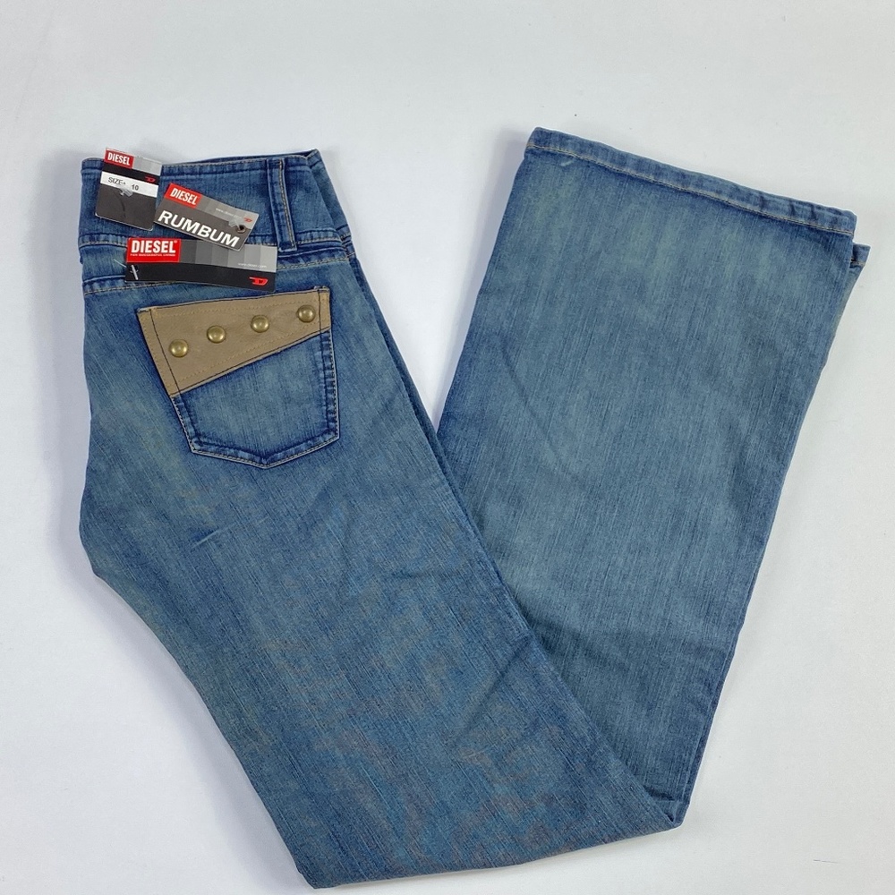 Rare Diesel Indusdtry Boot Cut Women Jeans RN93243 CA25594 Leather Pockets